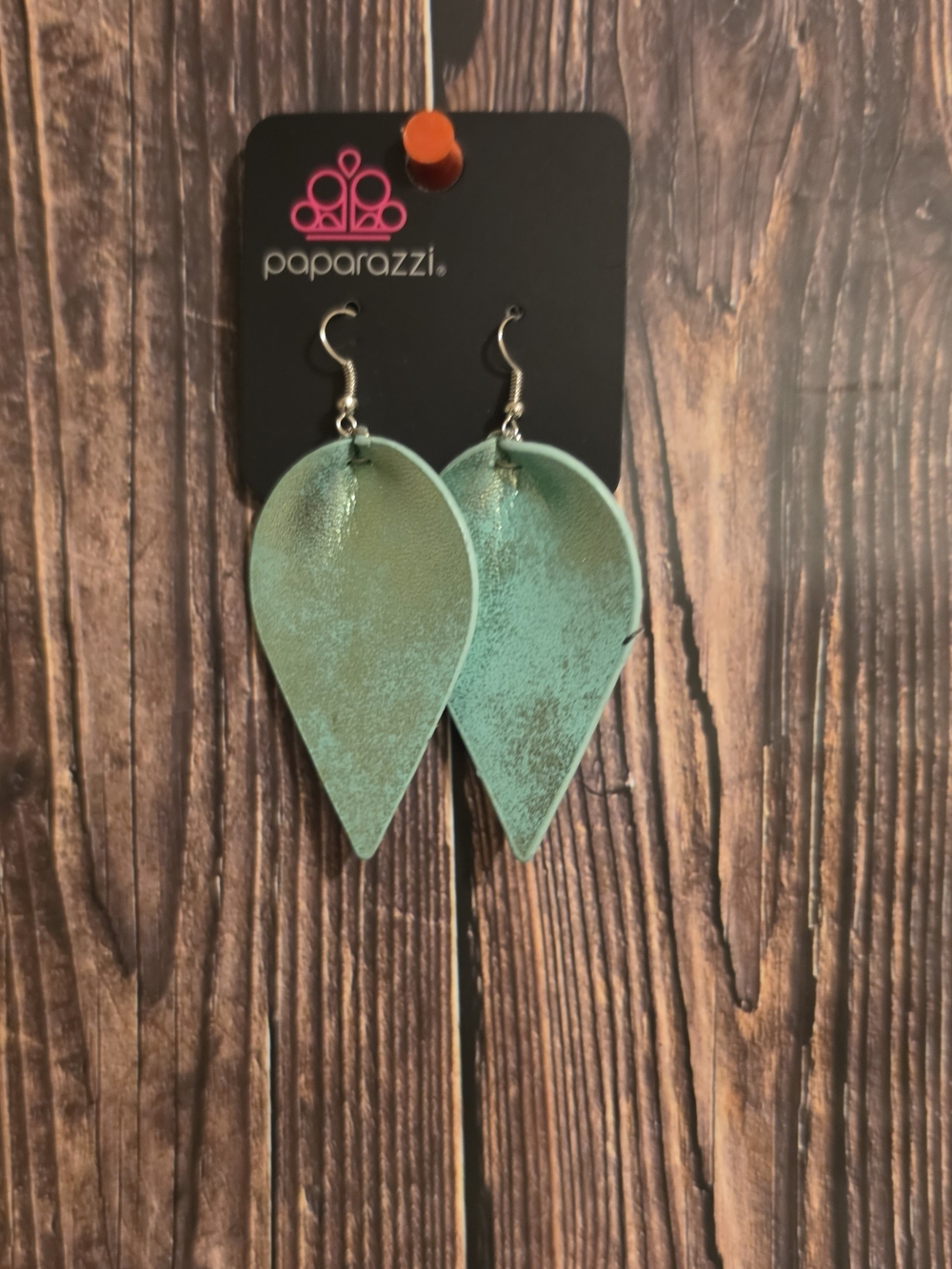Paparazzi Mint Teardrop Leather Earrings